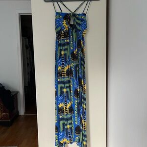 Big Cat Block Print Maxi Sundress